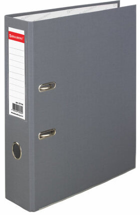 Папка-регистратор BRAUBERG с покрытием из ПВХ, 80 мм, с уголком, серая (удвоенный срок службы), 227190