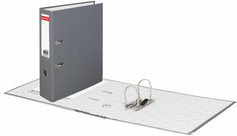 Папка-регистратор BRAUBERG с покрытием из ПВХ, 80 мм, с уголком, серая (удвоенный срок службы), 227190