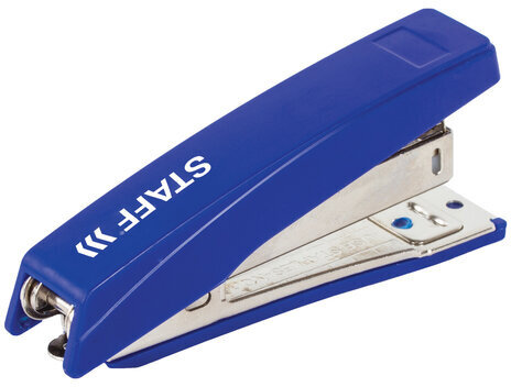 Степлер №10 STAFF "Basic", до 10 листов, с антистеплером, синий, 227405