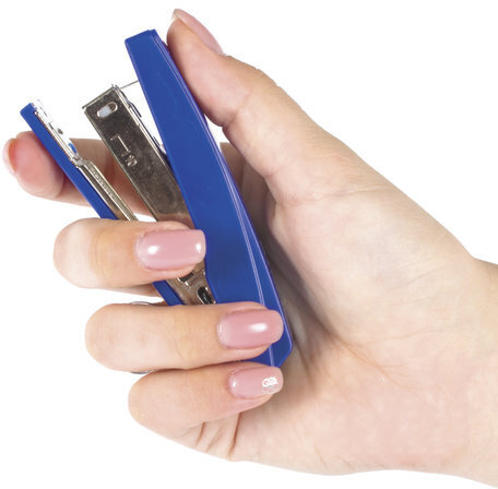 Степлер №10 STAFF "Basic", до 10 листов, с антистеплером, синий, 227405