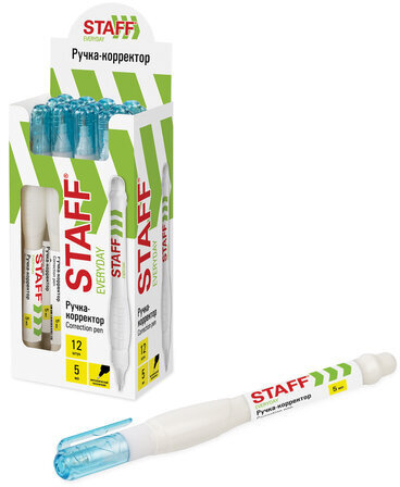 Ручка-корректор STAFF "EVERYDAY", 5 мл, металлический наконечник, круглый корпус, 227567