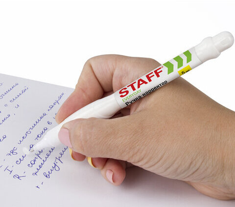 Ручка-корректор STAFF "EVERYDAY", 5 мл, металлический наконечник, круглый корпус, 227567