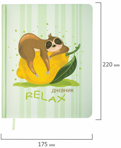 Дневник 1-11 класс 48 л., кожзам (твердая с поролоном), печать, наклейки, BRAUBERG, "Relax", 106190