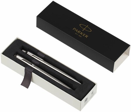 Набор PARKER "Jotter Stainless Steel GT": шариковая ручка синяя и перьевая ручка синяя, 2093258