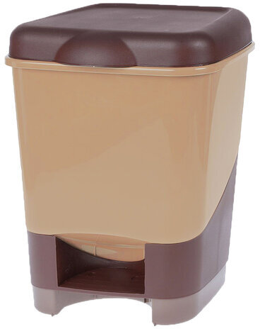Ведро-контейнер 20 л, с педалью, для мусора, 43х33х33 см, цвет бежевый/коричневый, 428-БЕЖЕВЫЙ, 434280865