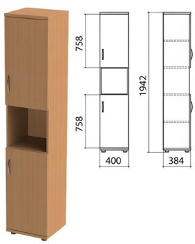 Шкаф полузакрытый &quot;Этюд&quot;, 400х384х1942 мм, цвет бук бавария (КОМПЛЕКТ)