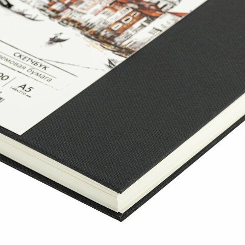 Скетчбук, слоновая кость 100 г/м2, 148х210 мм, 80 л., гребень, твердая обложка, BRAUBERG ART, 115109