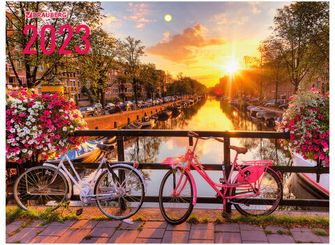 Календарь квартальный на 2023 г., 3 блока, 3 гребня, с бегунком, офсет, "ЗАКАТ", BRAUBERG, 114228