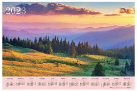 Календарь настенный листовой 2023 г., формат А1 (90х60 см), &quot;Удивительные пейзажи&quot;, HATBER, Кл1_27020
