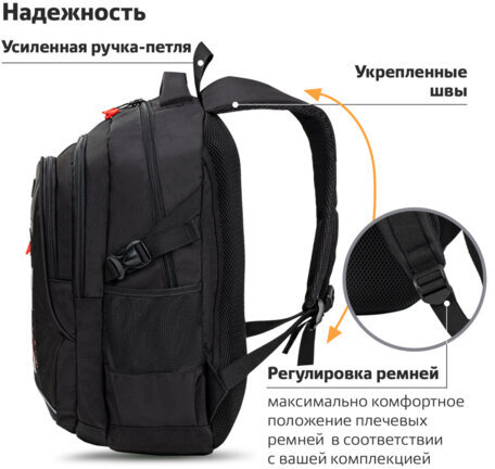 Рюкзак BRAUBERG CONTENT универсальный, 2 отделения, светоотражающий принт, "Figures", 47х33х18 см, 270765