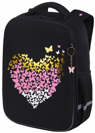 Ранец BRAUBERG LIGHT, 1 отделение, с брелоком, "Shining heart", фольгированная печать, 36х26х13 см, 272029