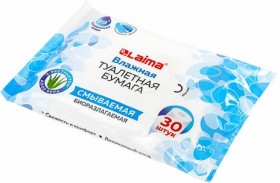 Бумага туалетная влажная 30 шт., LAIMA/ЛАЙМА, деликатный уход, с экстрактом алоэ, без спирта, 128082