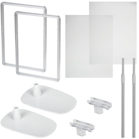 Стойка-инфодержатель напольная КОМПЛЕКТ 2 шт., А4 (высота трубки до 55 см) ПРОЗРАЧНАЯ, 202356