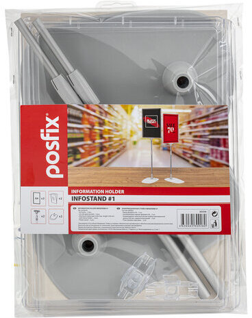 Стойка-инфодержатель напольная КОМПЛЕКТ 2 шт., А4 (высота трубки до 55 см) ПРОЗРАЧНАЯ, 202356