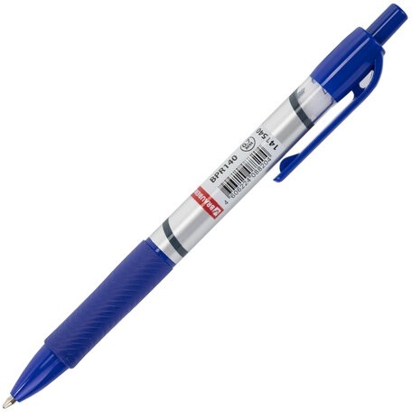 Ручка шариковая автоматическая с грипом BRAUBERG "Leader", СИНЯЯ, корпус с печатью, узел 0,7 мм, линия письма 0,35 мм, 141540