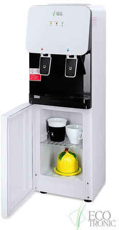 Кулер-водонагреватель БЕЗ ОХЛАЖДЕНИЯ ECOTRONIC J1-LCN XS, напольный, шкаф, 2 крана, белый, 12091