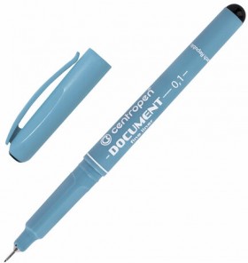 Ручка капиллярная (линер) ЧЕРНАЯ CENTROPEN "Document", трехгранная, линия 0,1 мм, 2631/0,1, 2 2631 0101