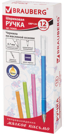 Ручка шариковая масляная BRAUBERG "FRUITY ST", СИНЯЯ, корпус soft touch, узел 0,7 мм, линия письма 0,35 мм, 142654