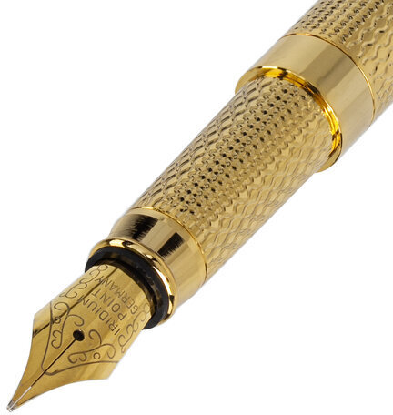 Ручка подарочная перьевая GALANT "VERSUS", корпус золотистый, детали золотистые, узел 0,8 мм, синяя, 143528