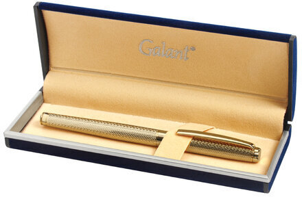 Ручка подарочная перьевая GALANT "VERSUS", корпус золотистый, детали золотистые, узел 0,8 мм, синяя, 143528