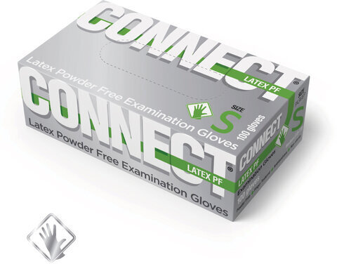 Перчатки смотровые латексные CONNECT неопудренные, 50 пар (100 штук), размер S (малые), -