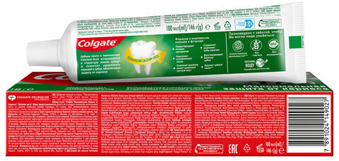 Зубная паста 100 мл COLGATE "Двойная мята", защита от кариеса, с фторидом и кальцием, 7891024149027