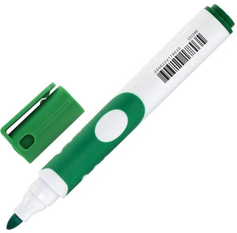 Маркер стираемый для белой доски ЗЕЛЕНЫЙ, BRAUBERG "SOFT", 5 мм, резиновая вставка, 151251