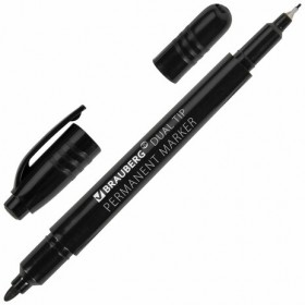 Маркер перманентный двусторонний BRAUBERG DUO, ЧЕРНЫЙ, наконечники 0,7/1 мм, 152210