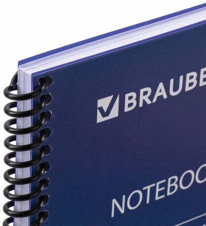 Тетрадь А4, 80 листов, BRAUBERG "Metropolis", спираль пластиковая, клетка, обложка пластик, СИНИЙ, 403392