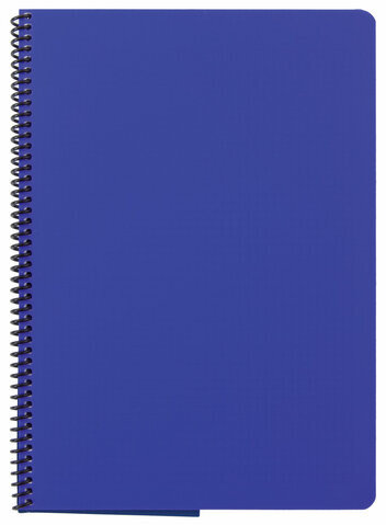 Тетрадь А4, 80 листов, BRAUBERG "Metropolis", спираль пластиковая, клетка, обложка пластик, СИНИЙ, 403392