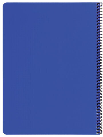 Тетрадь А4, 80 листов, BRAUBERG "Metropolis", спираль пластиковая, клетка, обложка пластик, СИНИЙ, 403392