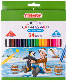Карандаши цветные ПИФАГОР &quot;Сказки&quot;, 24 цвета, классические, заточенные, 181823