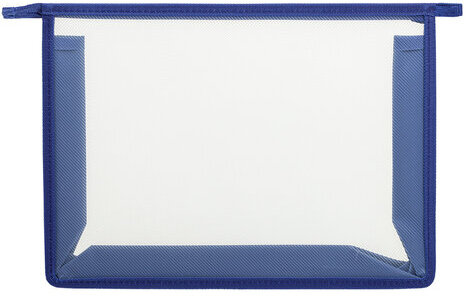 Папка для тетрадей А4 ПИФАГОР, пластик, молния сверху, прозрачная, синий, 272109
