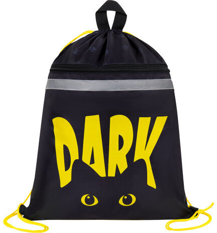 Мешок для обуви BRAUBERG, с петлей, светоотражающая полоса, 2 отделения, 46х36 см, Dark cat, 272394