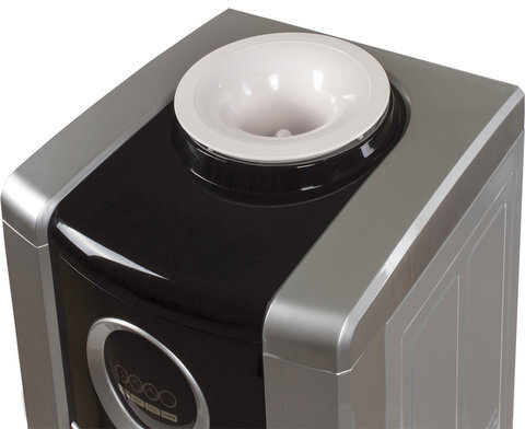 Кулер для воды SONNEN FEB-02, напольный, НАГРЕВ/ОХЛАЖДЕНИЕ ЭЛЕКТРОННОЕ, шкаф, 2 крана, серебристый/черный, 453982