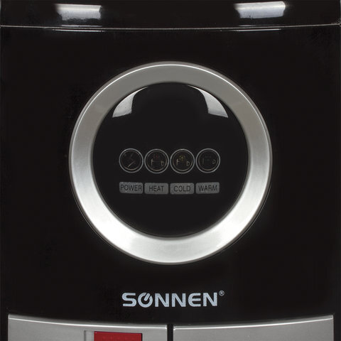 Кулер для воды SONNEN FEB-02, напольный, НАГРЕВ/ОХЛАЖДЕНИЕ ЭЛЕКТРОННОЕ, шкаф, 2 крана, серебристый/черный, 453982