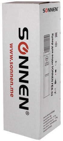 Кулер для воды SONNEN FEB-02, напольный, НАГРЕВ/ОХЛАЖДЕНИЕ ЭЛЕКТРОННОЕ, шкаф, 2 крана, серебристый/черный, 453982