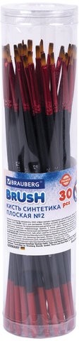 Кисть синтетика, плоская № 2, BRAUBERG PREMIUM, 201011