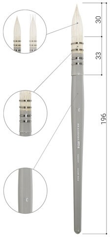 Кисть художественная профессиональная, коза, круглая, №10, BRAUBERG ART CLASSIC, 200957