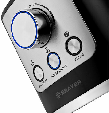 Блендер стационарный BRAYER BR1200BK, 1600 Вт, 2 скорости, чаша 1,8 л, пластик, черный/серебро