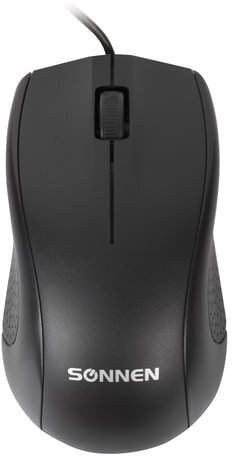 Мышь проводная SONNEN М-201, USB, 1000 dpi, 2 кнопки + колесо-кнопка, оптическая, черная, 512631