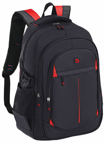 Рюкзак BRAUBERG TITANIUM для старшеклассников/студентов/молодежи, красные вставки, 45х28х18 см, 226376