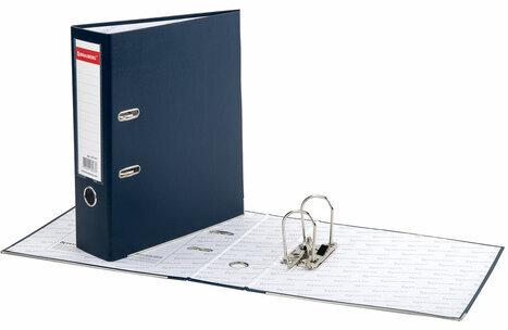 Папка-регистратор BRAUBERG с покрытием из ПВХ, 80 мм, с уголком, синяя (удвоенный срок службы), 227191