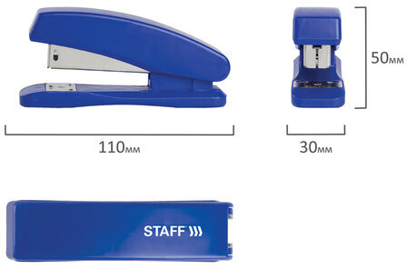 Степлер №24/6, 26/6 STAFF "Basic", до 20 листов, синий, 227406