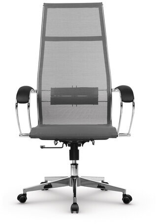 Кресло офисное МЕТТА "К-7" хром, прочная сетка, сиденье и спинка регулируемые, серое