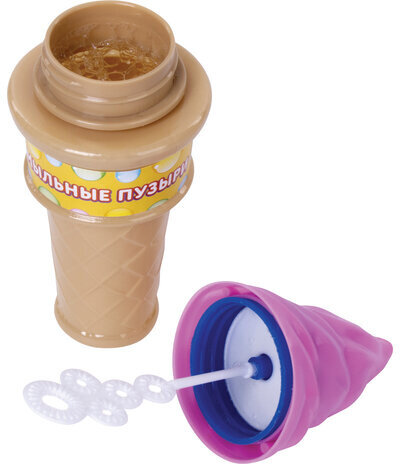 Мыльные пузыри ЮНЛАНДИЯ, 120 мл, "Мороженое", в фигурной баночке, 591176