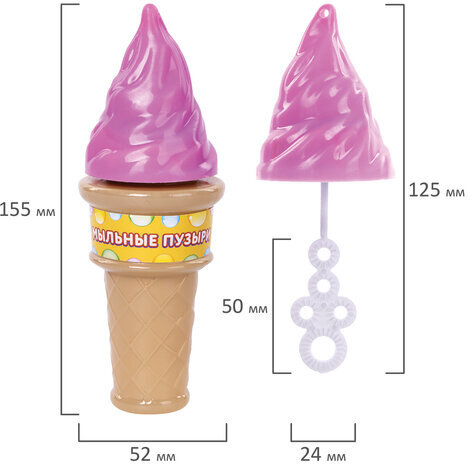 Мыльные пузыри ЮНЛАНДИЯ, 120 мл, "Мороженое", в фигурной баночке, 591176