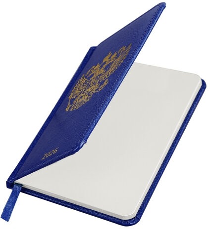 Ежедневник датированный 2026 А5 138х213 мм, BRAUBERG "State", под кожу, синий, 117416