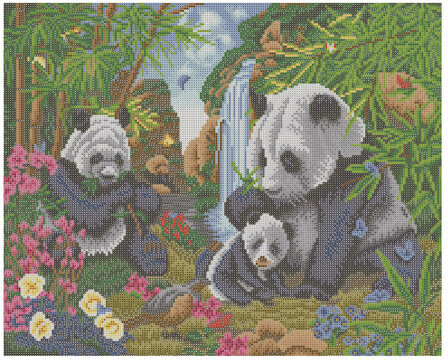 Картина стразами (алмазная мозаика) 40х50 см, ОСТРОВ СОКРОВИЩ "Панды", без подрамника, 662410