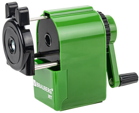 Точилка механическая BRAUBERG "JET", металлический механизм, корпус зеленый, 229571